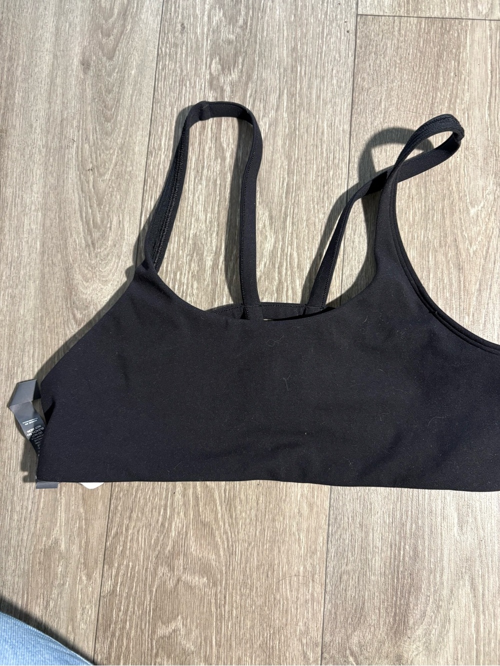 Vuori Black Double-Strap Seamless Crop Bralette